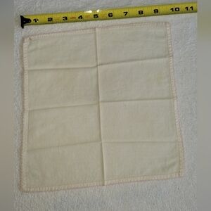 Antique Vintage  Handkerchief Cream Off-White Pale Pink Embroidered Edges